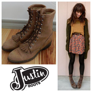 Justin Kiltie Granny Boots Leather Womens 10
